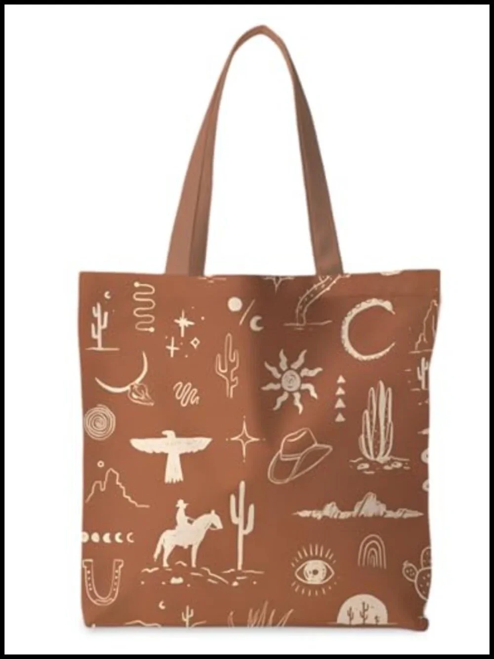 Canvas Tote Bag with Cowgirl Print, Reusable Grocery Bag, Western Gift